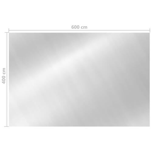 Rektangulært poolovertræk 600x400 cm PE sølvfarvet