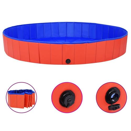 Foldbart hundebassin 200x30 cm PVC rød