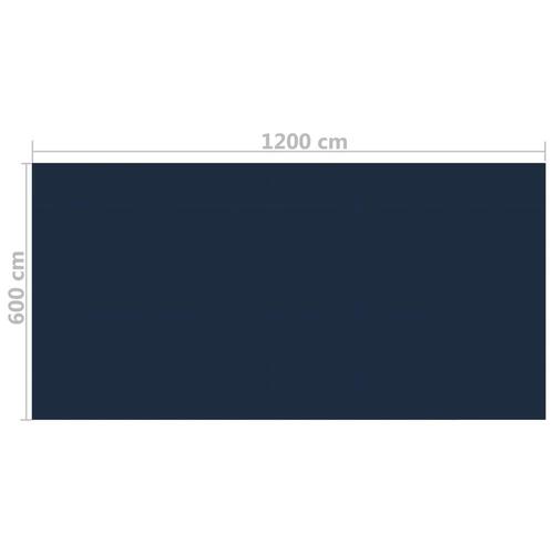 Flydende solopvarmet poolovertræk 1200x600 cm PE sort og blå