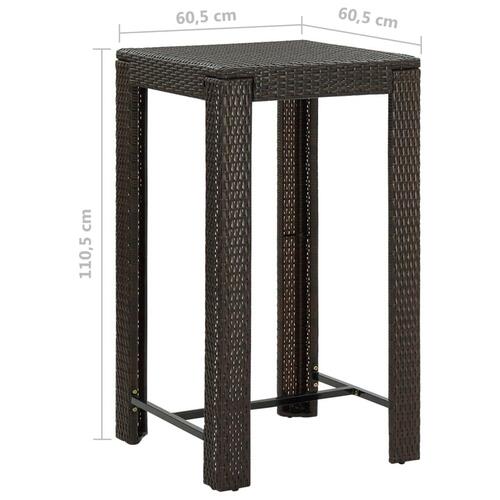 Barbord til haven 60,5x60,5x110,5 cm polyrattan brun