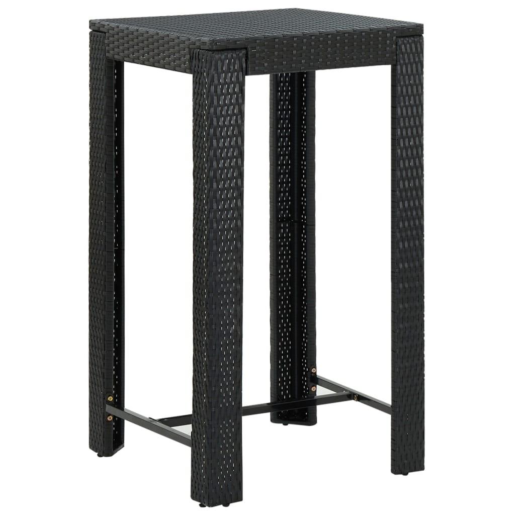 Barbord til haven 60,5x60,5x110,5 cm polyrattan sort