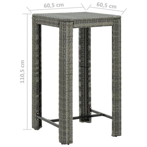 Barbord til haven 60,5x60,5x110,5 cm polyrattan grå