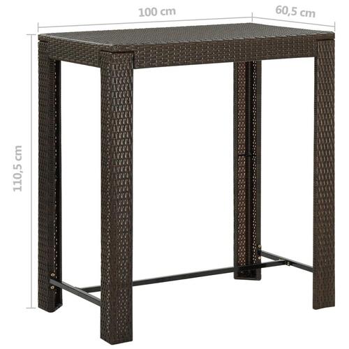 Barbord til haven 100x60,5x110,5 cm polyrattan brun