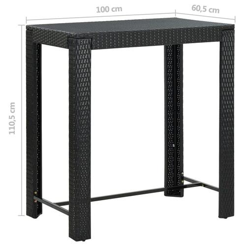 Barbord til haven 100x60,5x110,5 cm polyrattan sort