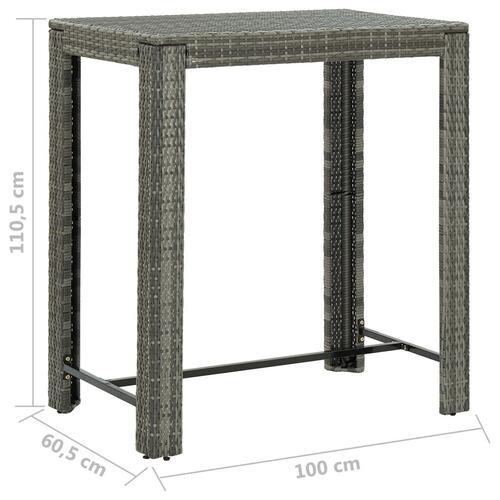 Barbord til haven 100x60,5x110,5 cm polyrattan grå