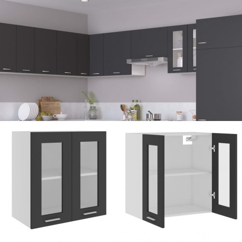 Væghængt glasskab Lyon 60x31x60 cm konstrueret træ grå