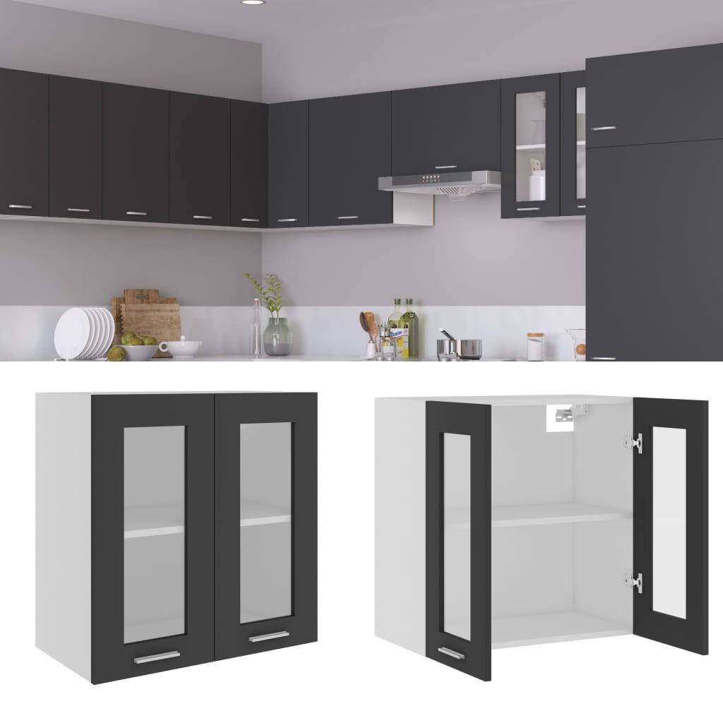 Væghængt glasskab Lyon 60x31x60 cm konstrueret træ grå