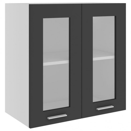 Væghængt glasskab Lyon 60x31x60 cm konstrueret træ grå