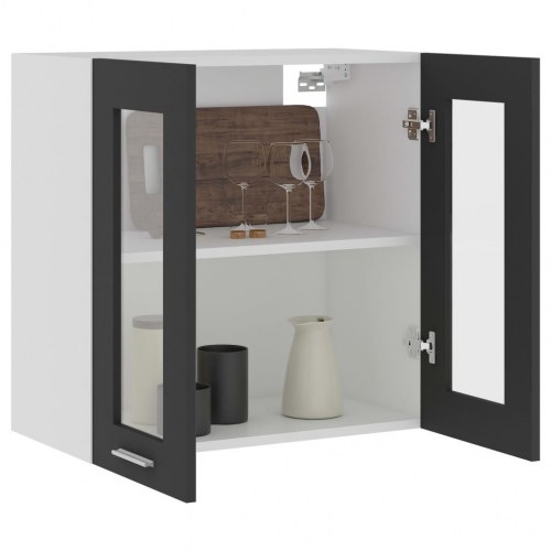 Væghængt glasskab Lyon 60x31x60 cm konstrueret træ grå
