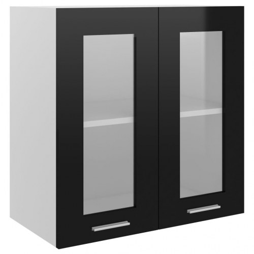 Væghængt glasskab Lyon 60x31x60cm konstrueret træ sort højglans