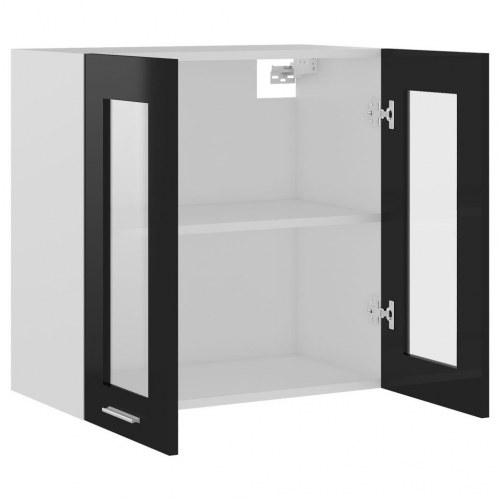 Væghængt glasskab Lyon 60x31x60cm konstrueret træ sort højglans