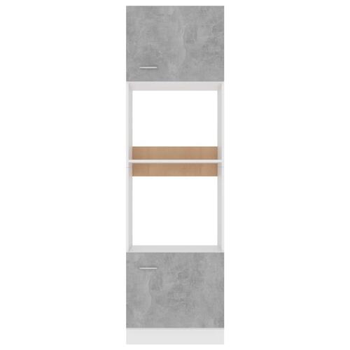 Køkkenskab til mikroovn 60x57x207 cm konstrueret træ betongrå
