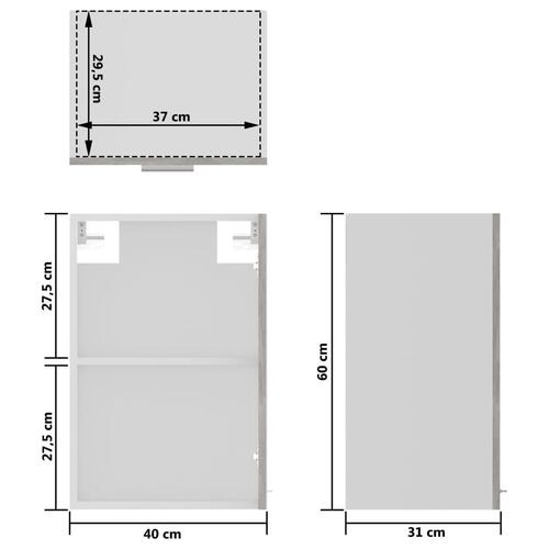 Væghængt glasskab 40x31x60 cm konstrueret træ betongrå