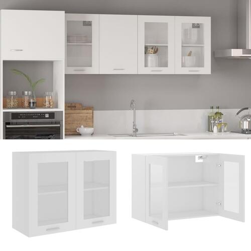Væghængt glasskab 80x31x60 cm konstrueret træ hvid