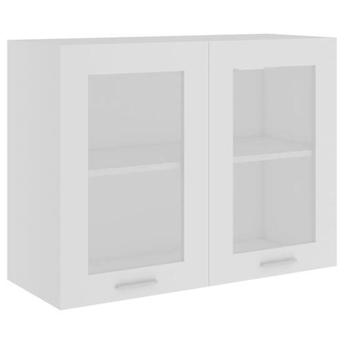 Væghængt glasskab 80x31x60 cm konstrueret træ hvid
