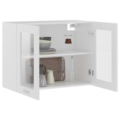 Væghængt glasskab 80x31x60 cm konstrueret træ hvid