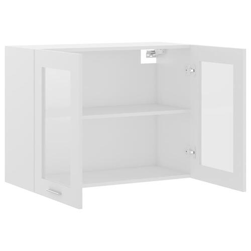 Væghængt glasskab 80x31x60 cm konstrueret træ hvid