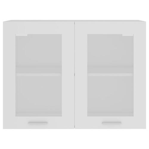 Væghængt glasskab 80x31x60 cm konstrueret træ hvid
