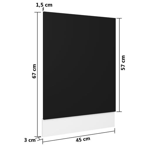 Frontpanel til opvaskemaskine 45x3x67 cm spånplade sort