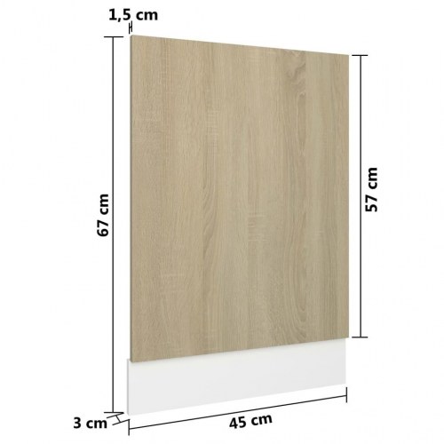 Låge til opvaskemaskine 45x3x67 cm konstrueret træ sonoma-eg
