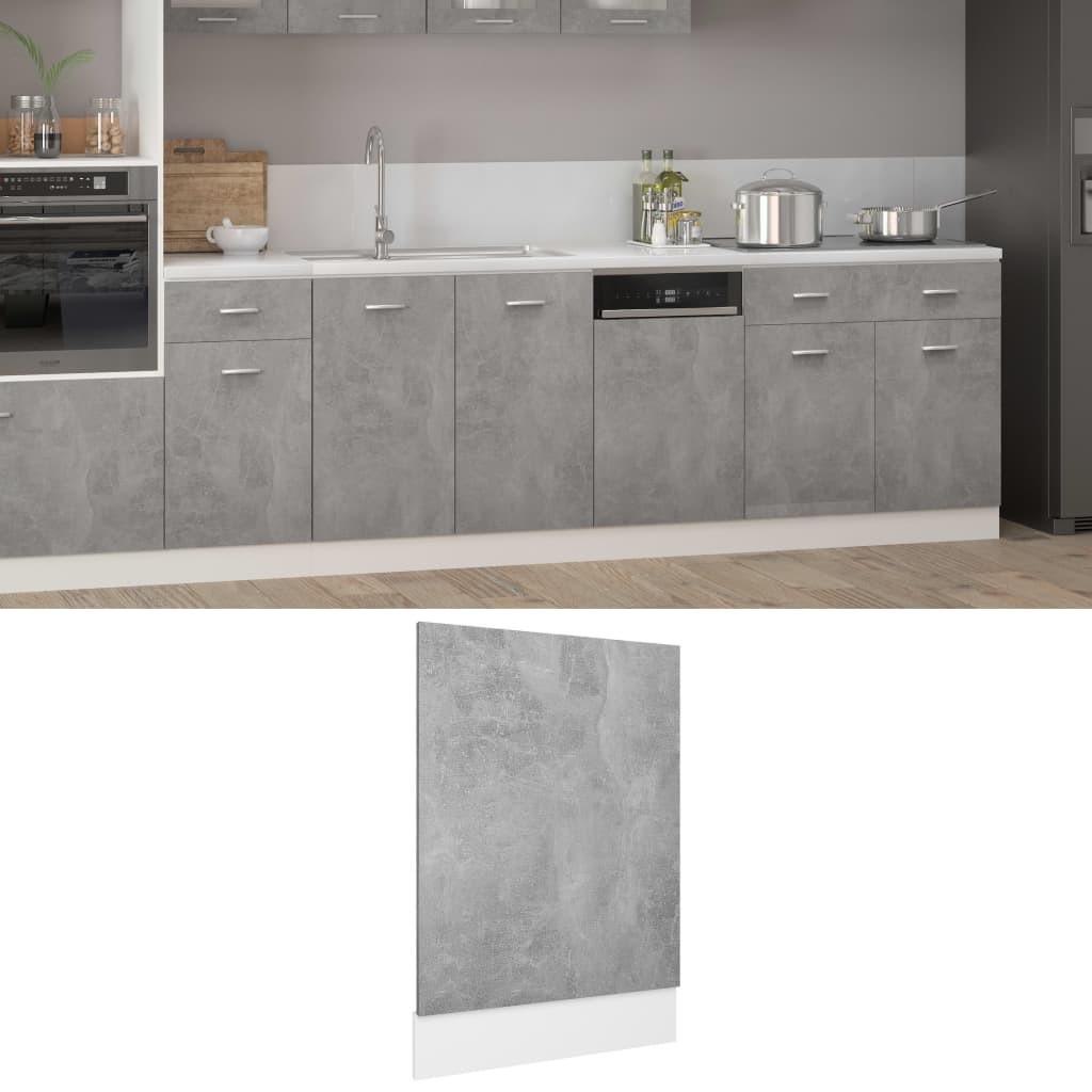 Låge til opvaskemaskine 45x3x67 cm konstrueret træ betongrå