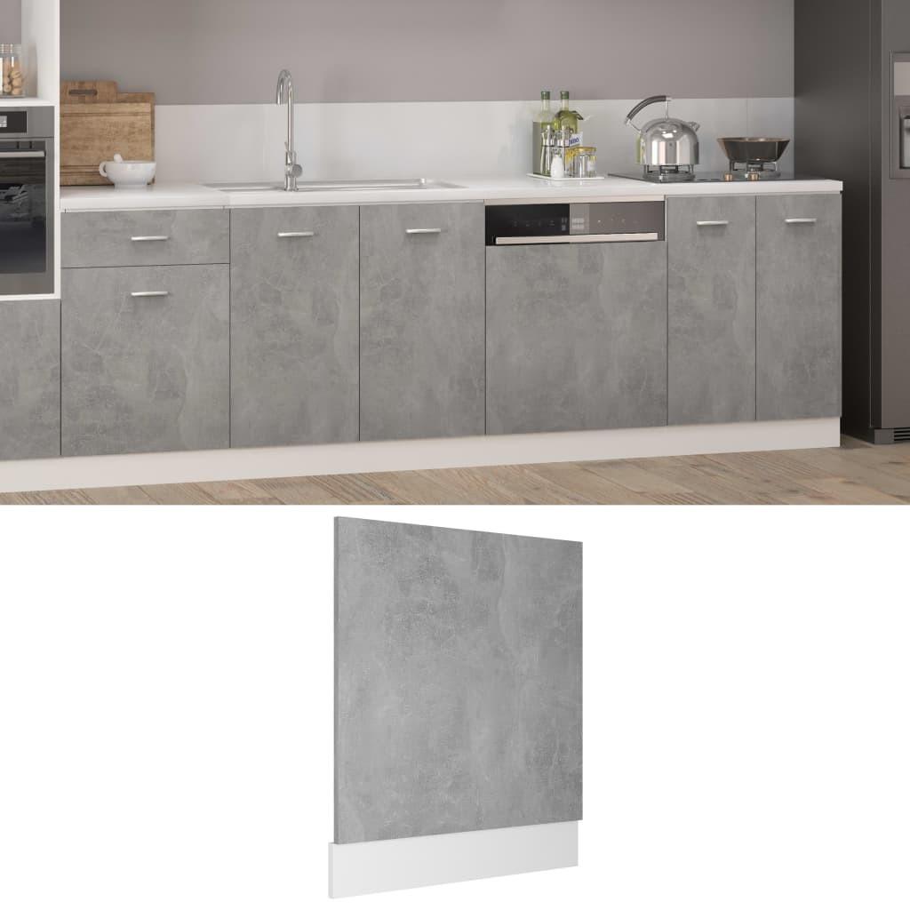 Låge til opvaskemaskine 59,5x3x67 cm konstrueret træ betongrå