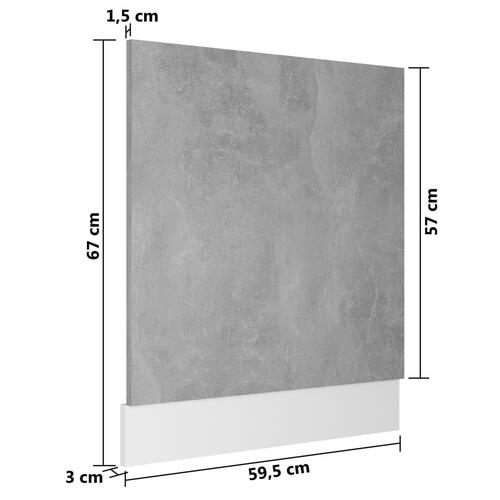 Låge til opvaskemaskine 59,5x3x67 cm konstrueret træ betongrå