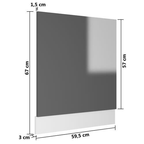 Frontpanel til opvaskemaskine Lyon 59,5x3x67 cm grå