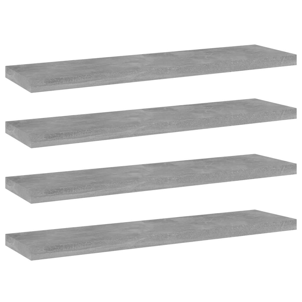 Boghylder 4 stk. 40x10x1,5 cm konstrueret træ betongrå