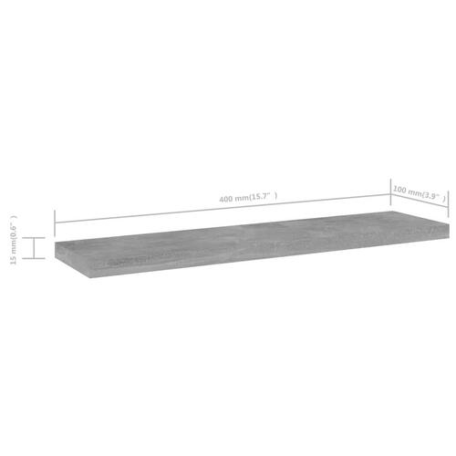 Boghylder 4 stk. 40x10x1,5 cm konstrueret træ betongrå