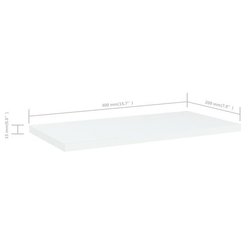 Boghylder 4 stk. 40x20x1,5 cm konstrueret træ hvid