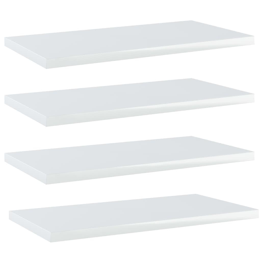 Boghylder 4 stk. 40x20x1,5 cm konstrueret træ hvid højglans