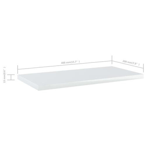 Boghylder 4 stk. 40x20x1,5 cm konstrueret træ hvid højglans