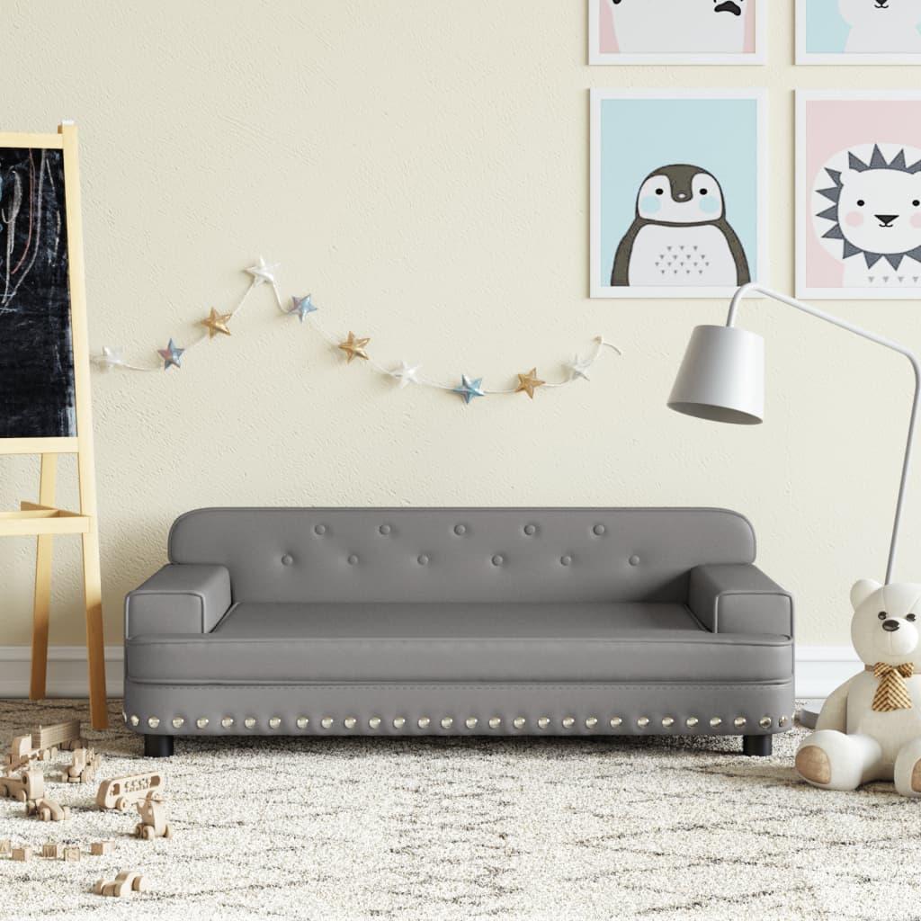 Sofa til børn 90x53x30 cm kunstlæder grå