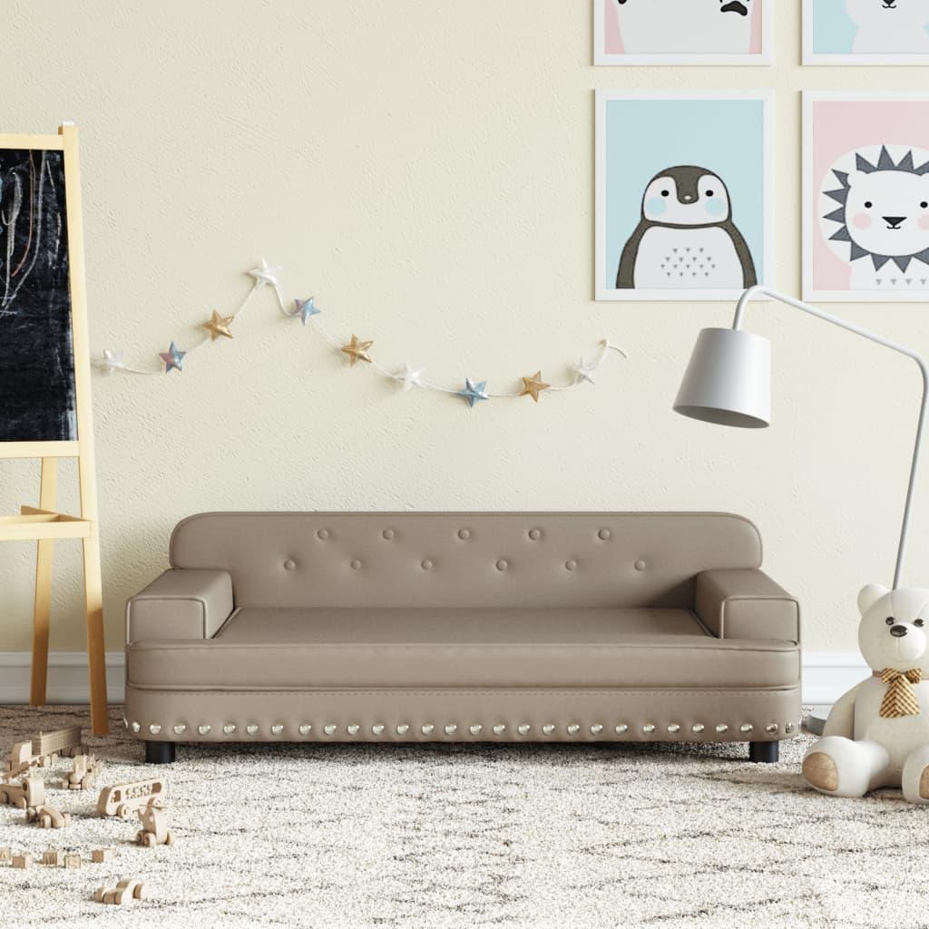 Sofa til børn 90x53x30 cm kunstlæder cappuccinofarvet