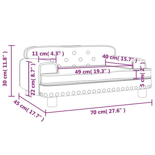 Sofa til børn 70x45x30 cm kunstlæder grå