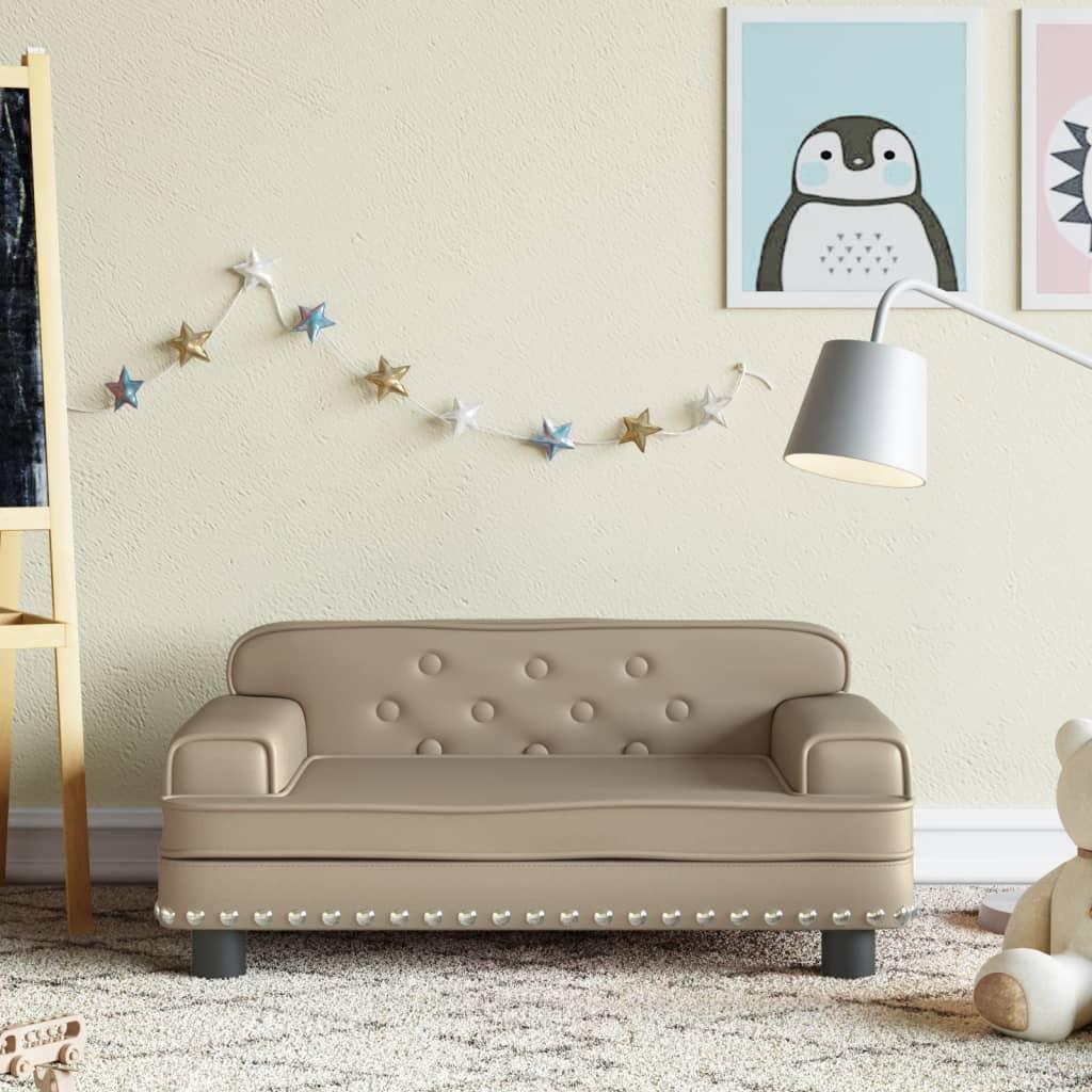 Sofa til børn 70x45x30 cm kunstlæder cappuccinofarvet