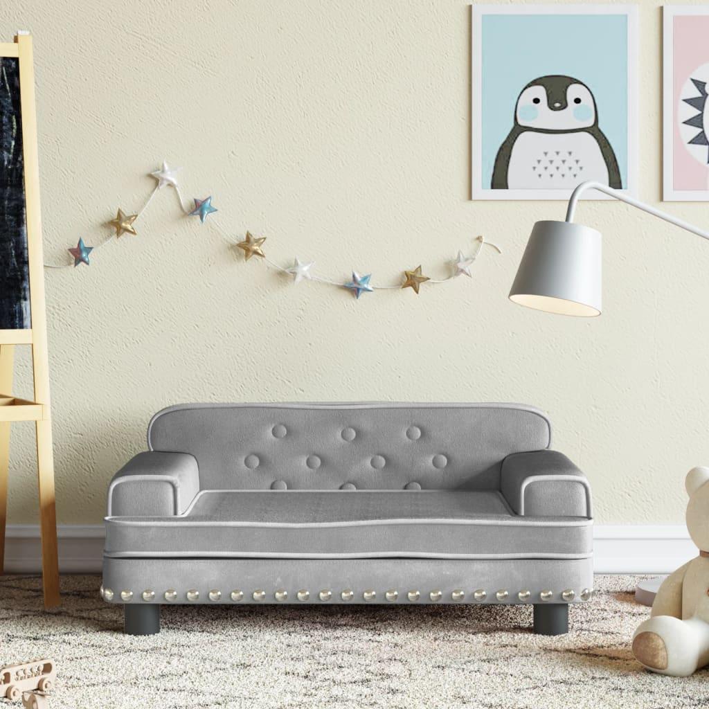 Sofa til børn 70x45x30 cm fløjl lysegrå