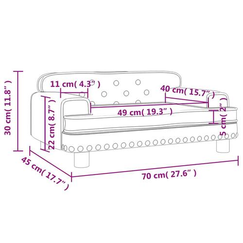 Sofa til børn 70x45x30 cm fløjl sort