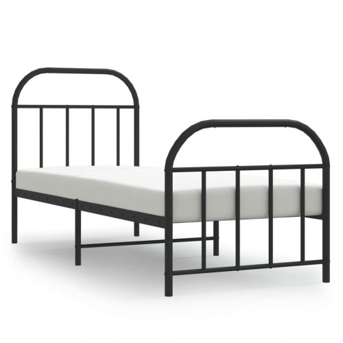Sengeramme med sengegavl og fodgærde 75x190 cm metal sort