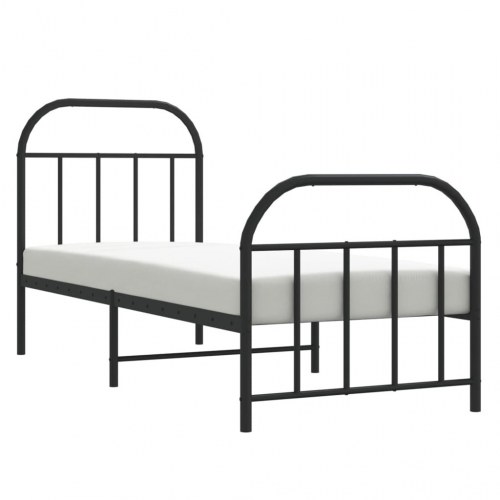 Sengeramme med sengegavl og fodgærde 75x190 cm metal sort