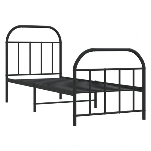 Sengeramme med sengegavl og fodgærde 75x190 cm metal sort