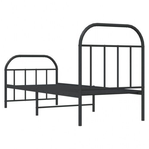 Sengeramme med sengegavl og fodgærde 75x190 cm metal sort