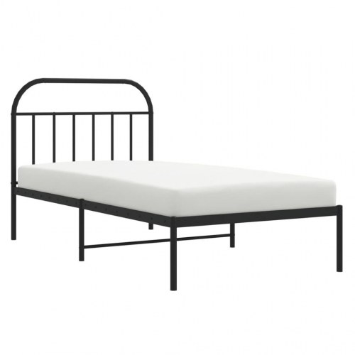 Sengeramme med sengegavl 100×190 cm - metal, sort
