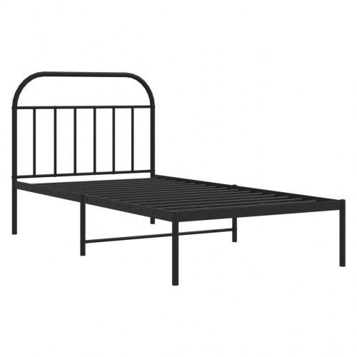Sengeramme med sengegavl 100×190 cm - metal, sort