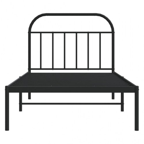 Sengeramme med sengegavl 100×190 cm - metal, sort
