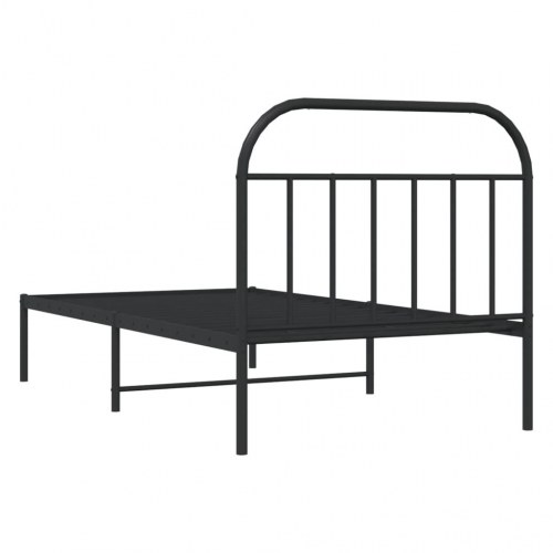Sengeramme med sengegavl 100×190 cm - metal, sort