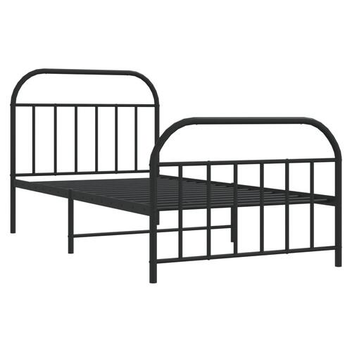Sengeramme med sengegavl og fodgærde 100x190 cm metal sort