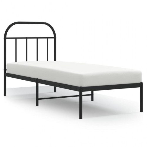 Sengeramme med sengegavl 75×190 cm - metal, sort