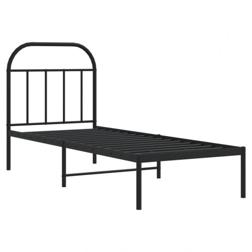 Sengeramme med sengegavl 75×190 cm - metal, sort